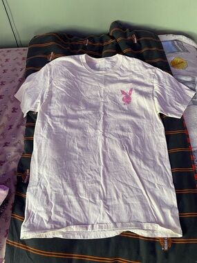 PLAYBOY White Tee with a Bunny Logo - Short Sleeve